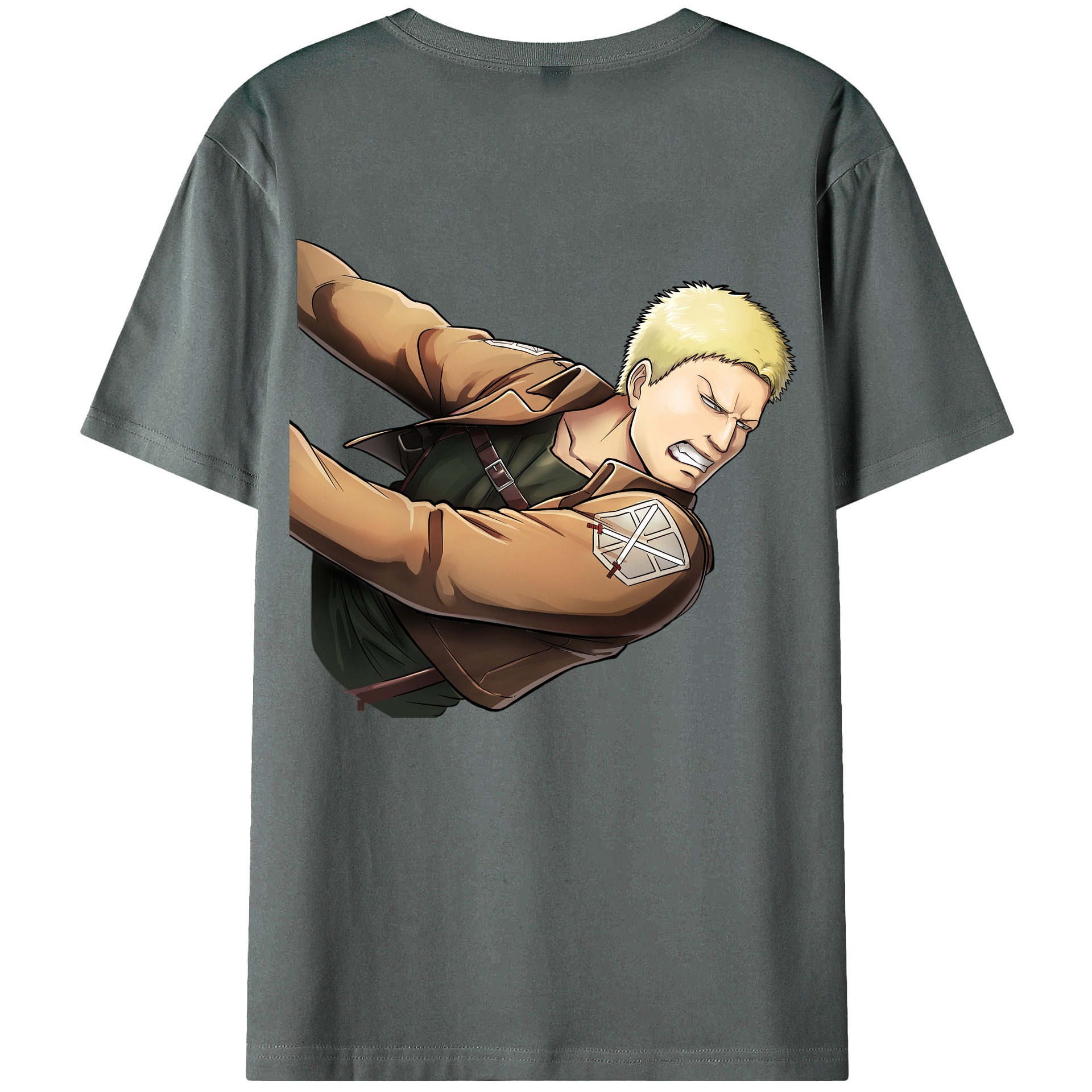 （画像用） 進撃の巨人 ライナー・ブラウン Attack on Titan Reiner Braun 綿100％ メンズ半袖Tシャツ（バックプリント） 通気性